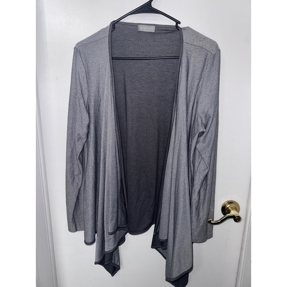 Per Una Marks & Spencer Grey Draped Waterfall Open Front Cardigan Size 12